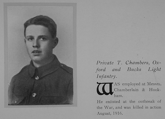 Chambers T Pte 11192 5th Oxford Bucks Light Infantry Obit General Electrical Company Roll Of Honour