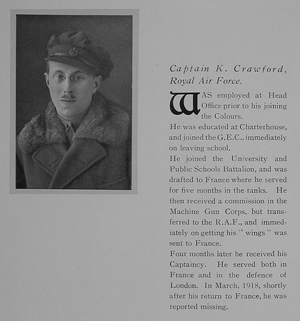 Crawford K Captain Royal Air Force Obit General Electrical Company Roll Of Honour