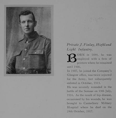 Finlay J Pte 331982 21st Highland Light Infantry Obit General Electrical Co Roll Of Honour