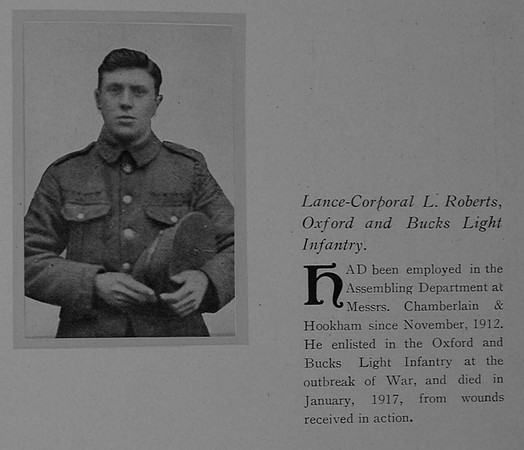 Roberts L LCpl 11977 2nd Oxford Bucks Light Infantry General Electrical Company