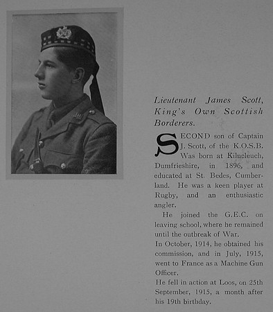 Scott J Lt 7th Kings Own Scottish Borderers General Electric Company Roll Of Honour