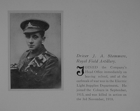 Stammers J A Dvr Royal Field Artillery General Electric Company Roll Of Honour