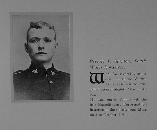 Stanton J Pte 7797 1st South Wales Borderers General Electric Company Roll Of Honour