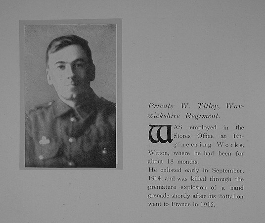 Titley W L Pte 2487 8th Royal Warwickshire Regiment General Electric Company Roll Of Honour