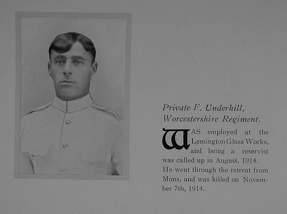 Underhill A F Pte 7882 3rd Worcestershire Regiment General Electric Company Roll Of Honour