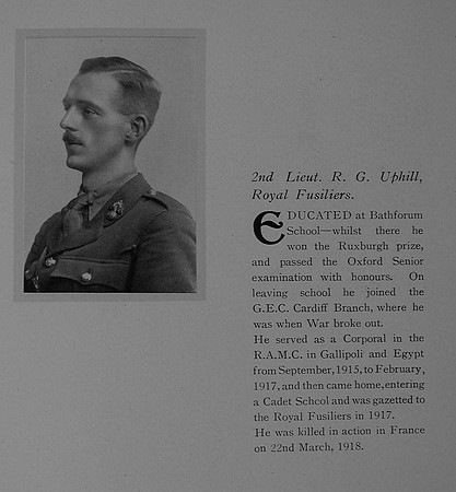 Uphill R 2nd Lt 1st London Regiment General Electric Company Roll Of Honour
