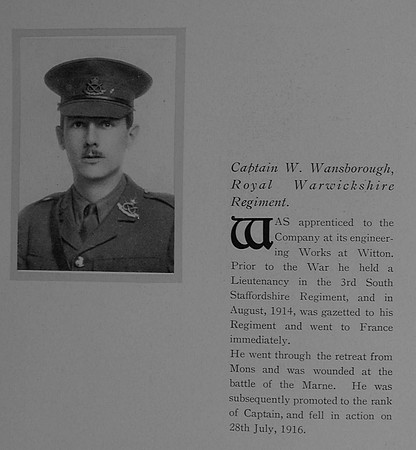 Wansborough W Captain Royal Warwickshire Regiment The General Electric Company Roll Of Honour