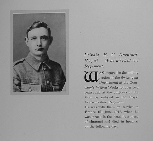 Durnford E C Pte 3289 8th Royal Warwickshire Regiment