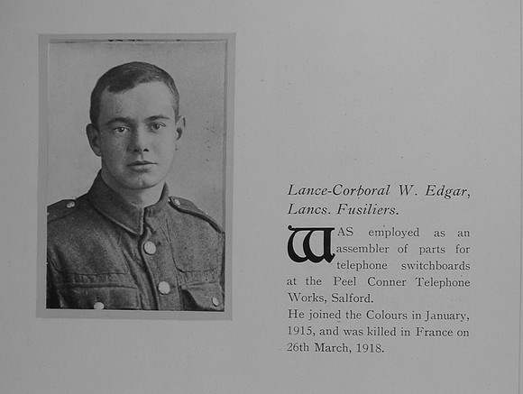 Edgar W L/Cpl 16774 Lancashire Fusiliers