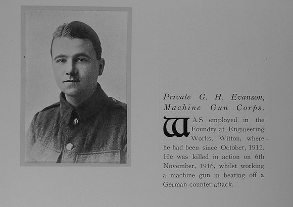 Evanson G H Pte 14619 Machine Gun Corps