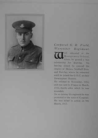 Field G R Cpl Worcestershire Regiment