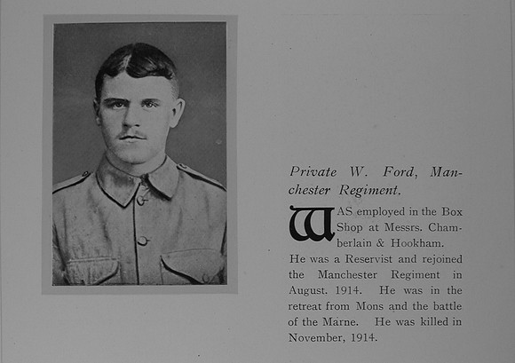 Ford W Pte 7288 Manchester Regiment