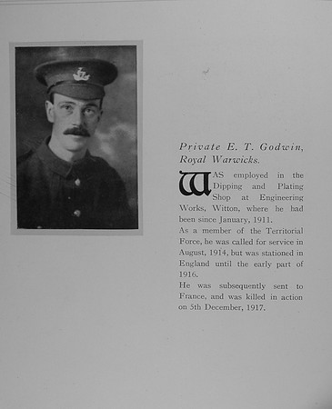 Godwin E T Pte 330870 Royal Warwickshire Regiment