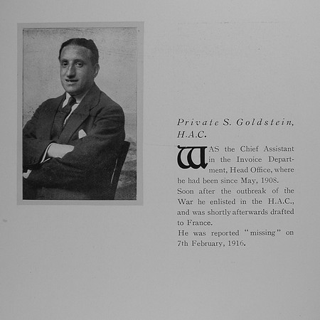 Goldstein S Pte 3556 Honourable Artillery Company