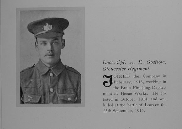 Gostlow A E L/Cpl 15771 Gloucestershire Regiment