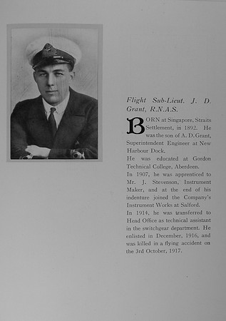 Grant J D Flight Sub Lt Royal Naval Air Service