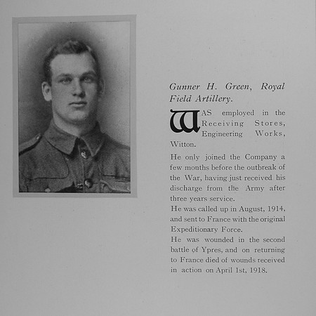 Green H Gnr 65204 Royal Field Artillery