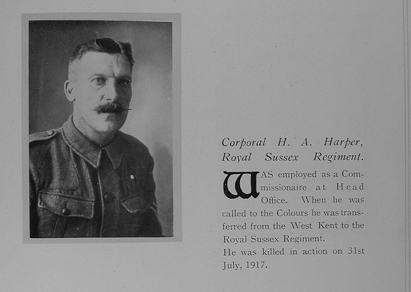 Harper H A Cpl G/20107 Royal Sussex Regiment
