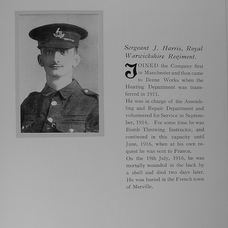 Harris J Sergt Royal Warwickshire Regiment