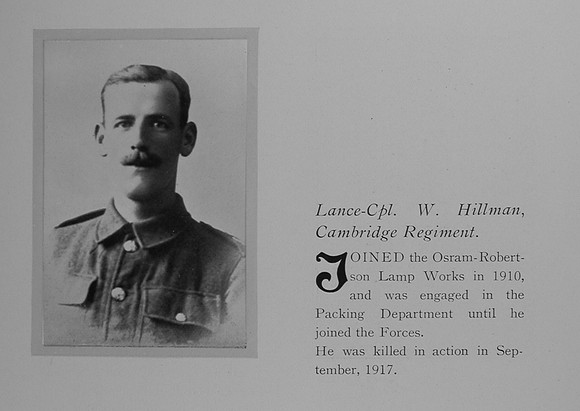 Hillman W L/Cpl Cambridgeshire Regiment