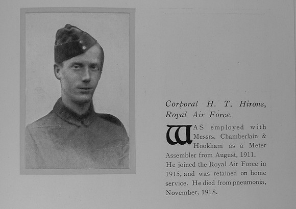 Hirons H T Cpl 10755 Royal Air Force