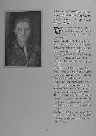 Hirst H H Lt 21st Manchester RegimentAttd Royal Engineers