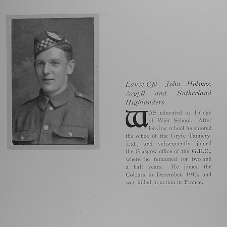 Holmes J L/Cpl 15343 Argyll And Sutherland Highlanders