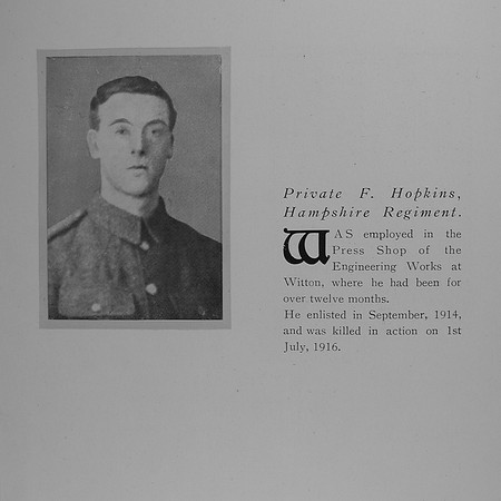 Hopkins F Pte Hampshire Regiment