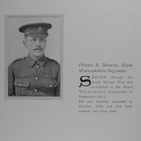Hornsby R Pte 2402 Royal Warwickshire Regiment