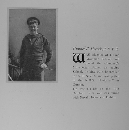 Hough F Gunner Z/2102 RMS Leinster Royal Naval Volunteer Reserve