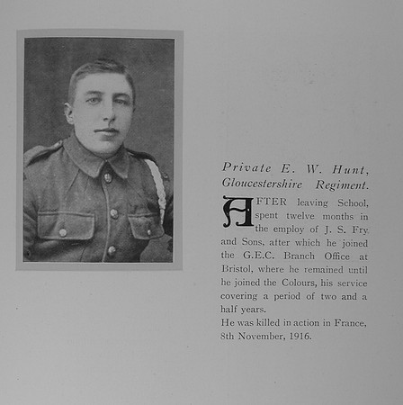 Hunt E W Pte Gloucestershire Regiment