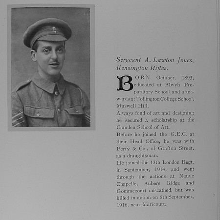 Jones A L Sergt 13th London Regiment