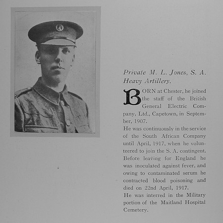 Jones M L Pte South African Heavy Artillery