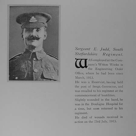 Judd E Sergt 6469 South Staffs Regiment