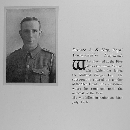 Kay A S Pte 428 Royal Warwickshire Regiment