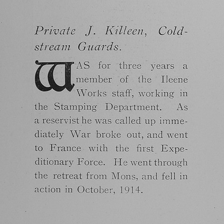 Killeen J Pte 5293 Coldstream Guards
