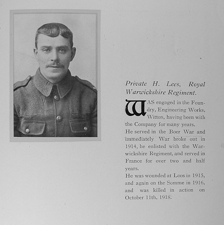 Lees H Pte Royal Warwickshire Regiment
