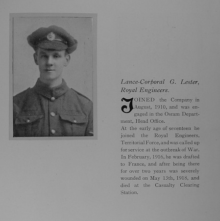 Lester G L/Cpl 546135 Royal Engineers