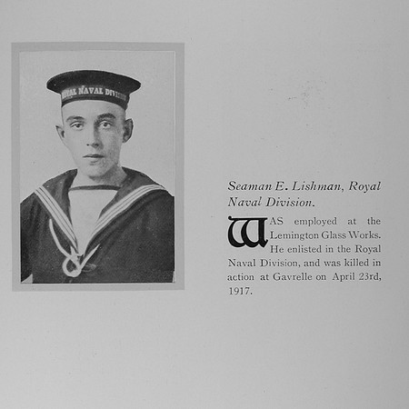 Lishman E Seaman Tyneside Z/8168 Nelson Bn. R.N. Div. Royal Naval Volunteer Reserve