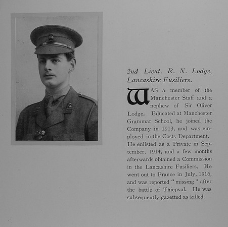 Lodge R N 2nd Lt Lancashire Fusiliers