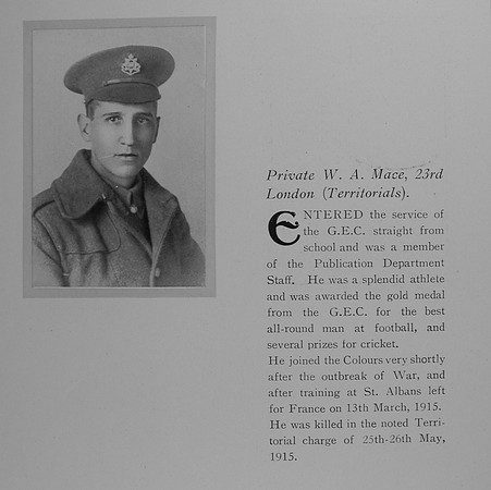 Mace W A Pte 23rd London Regiment