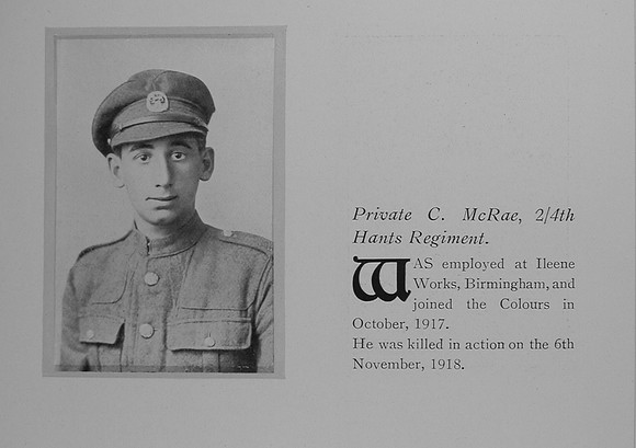 McRae C Pte 2-4th Hampshire Regiment