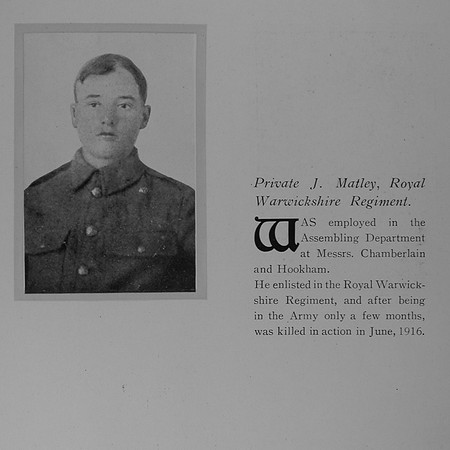 Matley J Pte Royal Warwickshire Regiment