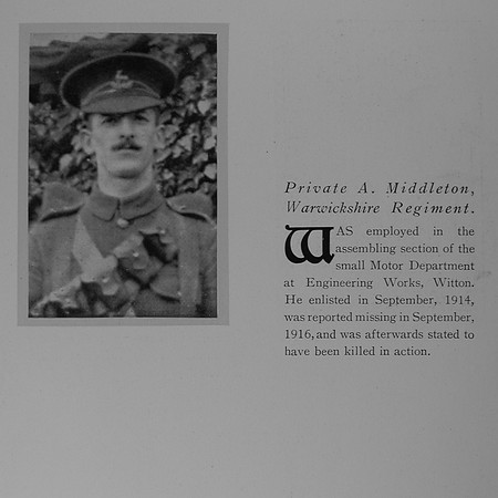 Middleton A Pte 305204 Royal Warwickshire Regiment