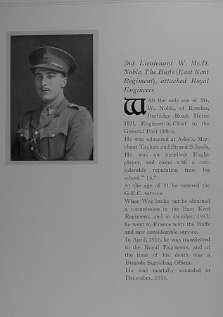 Noble W McD 2nd Lt East Kent Regiment