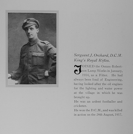 Orchard J Sergt DCM A/3186 Kings Royal Rifle Corps