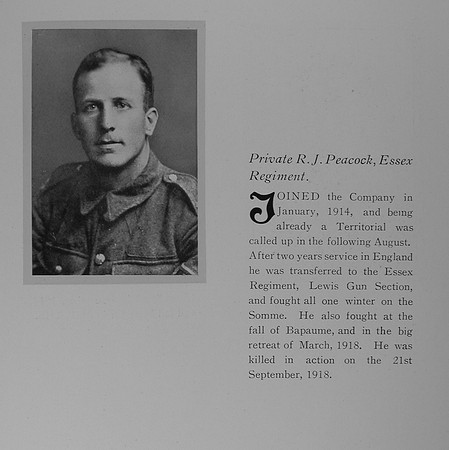 Peacock R J Pte Essex Regiment