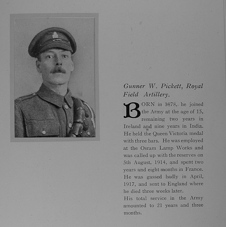 Pickett W Gnr Royal Field Artillery