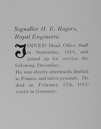 Rogers H E Sig Royal Engineers