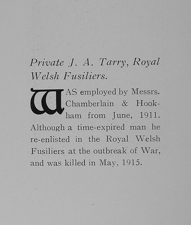 Tarry J A Pte Royal Welsh Fusiliers